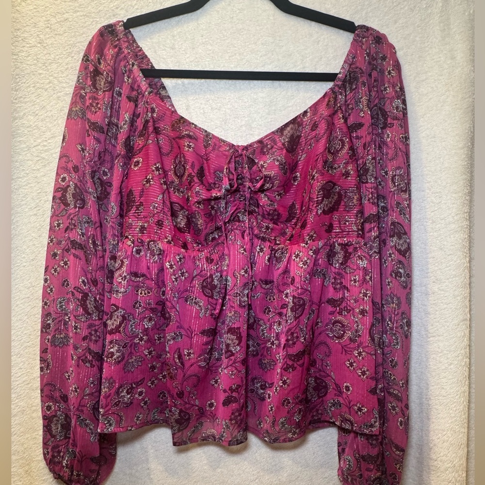 LOFT Pink Floral Blouse